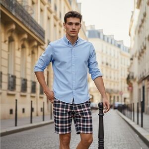 South Pole Plaid Shorts - Red, Blue, and White